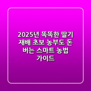 2025년 똑똑한 딸기 재배: 초보 농부도 돈 버는 스마트 농법 가이드