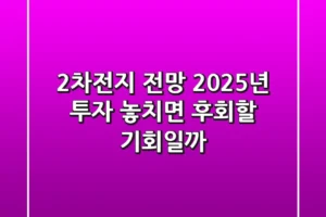 2차전지 전망: 2025년 투자, 놓치면 후회할 기회일까?