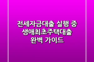 전세자금대출 실행 중 생애최초주택대출 완벽 가이드