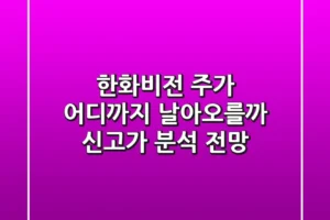 한화비전 주가, 어디까지 날아오를까?📈 신고가 분석 & 전망