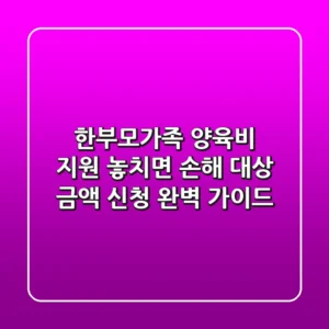 한부모가족 양육비 지원: 놓치면 손해!💰 대상, 금액, 신청 완벽 가이드