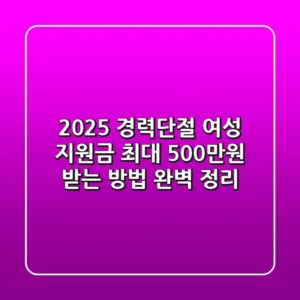 2025 경력단절 여성 지원금: 최대 500만원 받는 방법 완벽 정리!