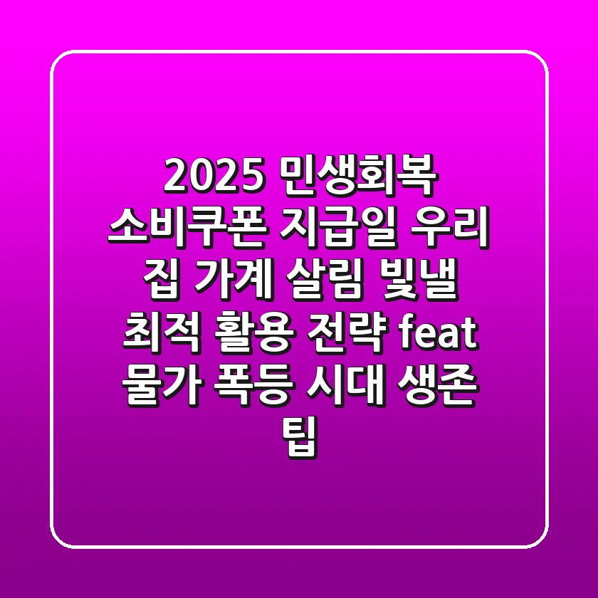 2025 민생회복 소비쿠폰 지급일: 우리 집 가계 살림 빛낼 최적 활용 전략 (feat. 물가 폭등 시대 생존 팁)