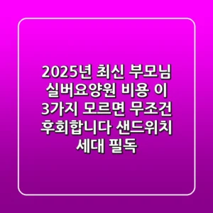 2025년 최신! 부모님 실버요양원 비용, '이 3가지' 모르면 무조건 후회합니다 (샌드위치 세대 필독)