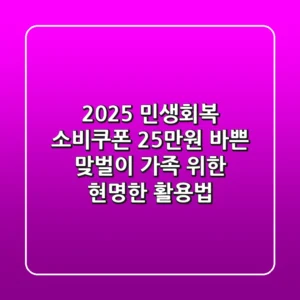 2025 민생회복 소비쿠폰 25만원, 바쁜 맞벌이 가족 위한 현명한 활용법