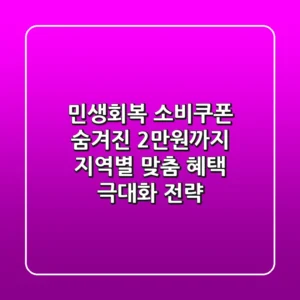 민생회복 소비쿠폰, 숨겨진 2만원까지 지역별 맞춤 혜택 극대화 전략