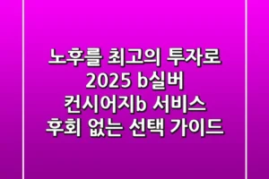 노후를 최고의 투자로! 2025 <b>실버 컨시어지</b> 서비스, 후회 없는 선택 가이드