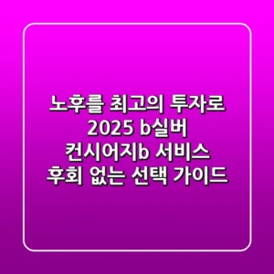 노후를 최고의 투자로! 2025 <b>실버 컨시어지</b> 서비스, 후회 없는 선택 가이드