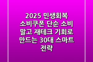 2025 민생회복 소비쿠폰, 단순 소비 말고 재테크 기회로 만드는 30대 스마트 전략