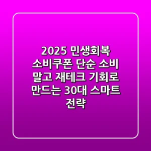 2025 민생회복 소비쿠폰, 단순 소비 말고 재테크 기회로 만드는 30대 스마트 전략