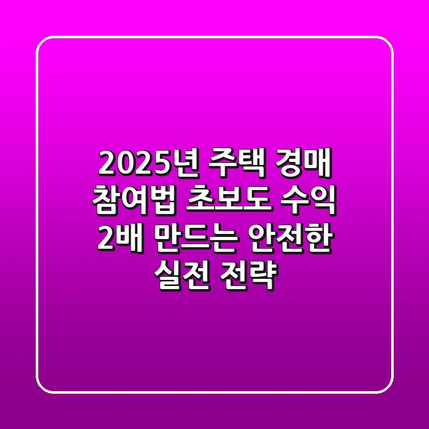 2025년 주택 경매 참여법: 초보도 수익 2배 만드는 안전한 실전 전략