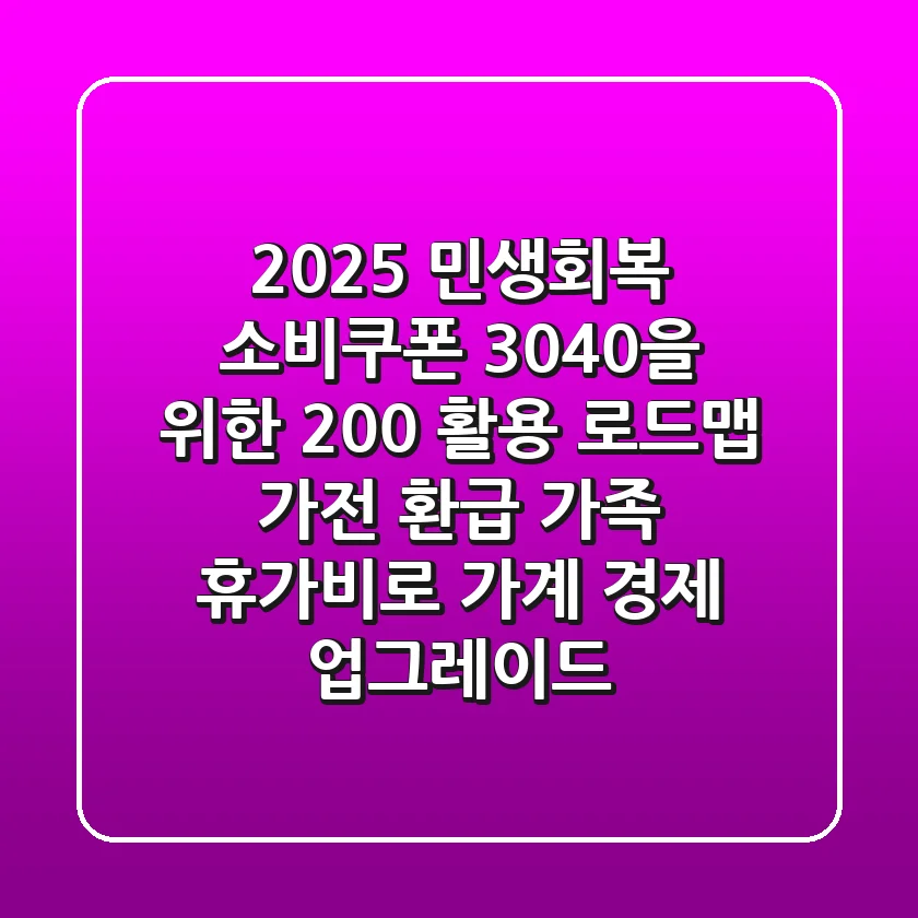 2025 민생회복 소비쿠폰, 3040을 위한 200% 활용 로드맵: 가전 환급 & 가족 휴가비로 가계 경제 업그레이드!