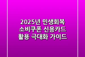 2025년 민생회복 소비쿠폰, 신용카드 활용 극대화 가이드