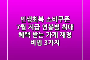민생회복 소비쿠폰 7월 지급, 연봉별 ‘최대 혜택’ 받는 가계 재정 비법 3가지