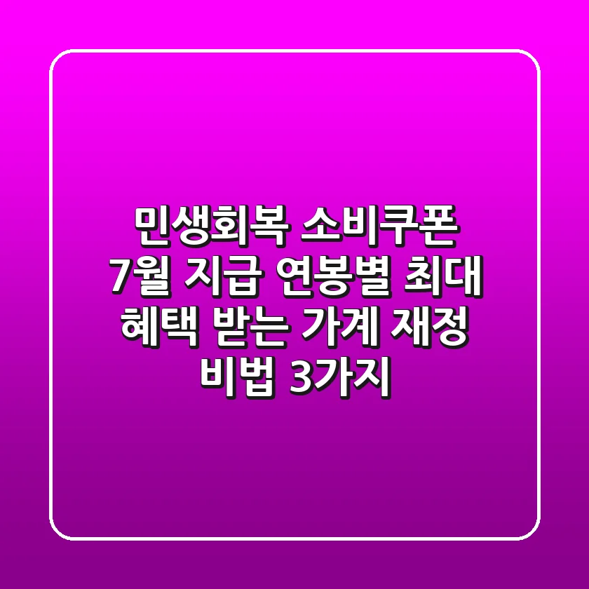 민생회복 소비쿠폰 7월 지급, 연봉별 '최대 혜택' 받는 가계 재정 비법 3가지