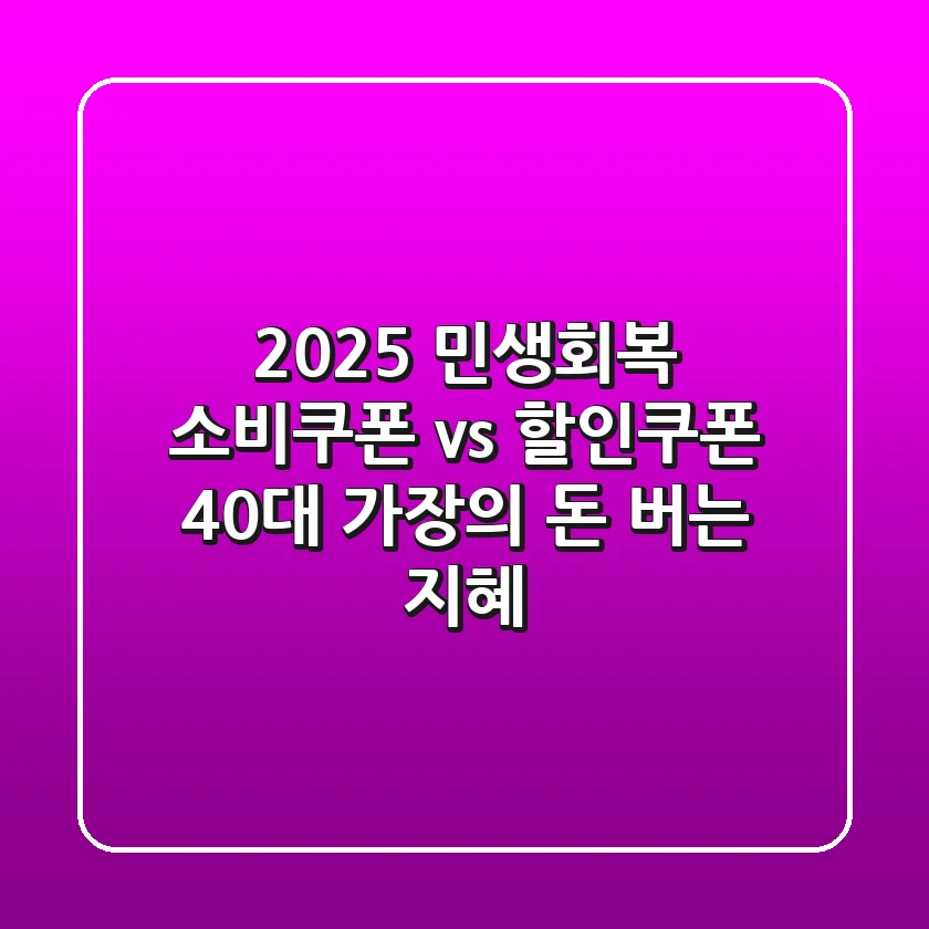 2025 민생회복 소비쿠폰 vs 할인쿠폰: 40대 가장의 '돈 버는' 지혜