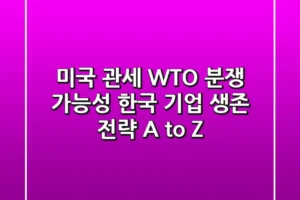 미국 관세 WTO 분쟁 가능성: 한국 기업 생존 전략 A to Z