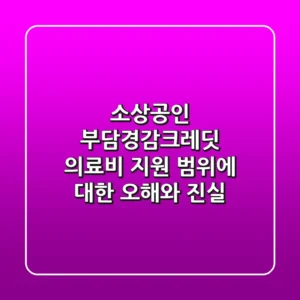 소상공인 부담경감크레딧, 의료비 지원 범위에 대한 오해와 진실! 🩺
