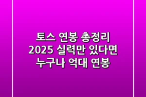토스 연봉 총정리 2025: 실력만 있다면 누구나 억대 연봉?