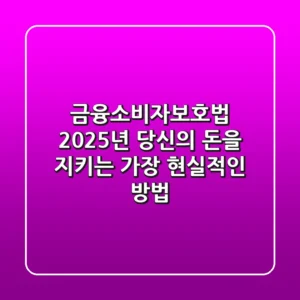 금융소비자보호법, 2025년 당신의 돈을 지키는 가장 현실적인 방법