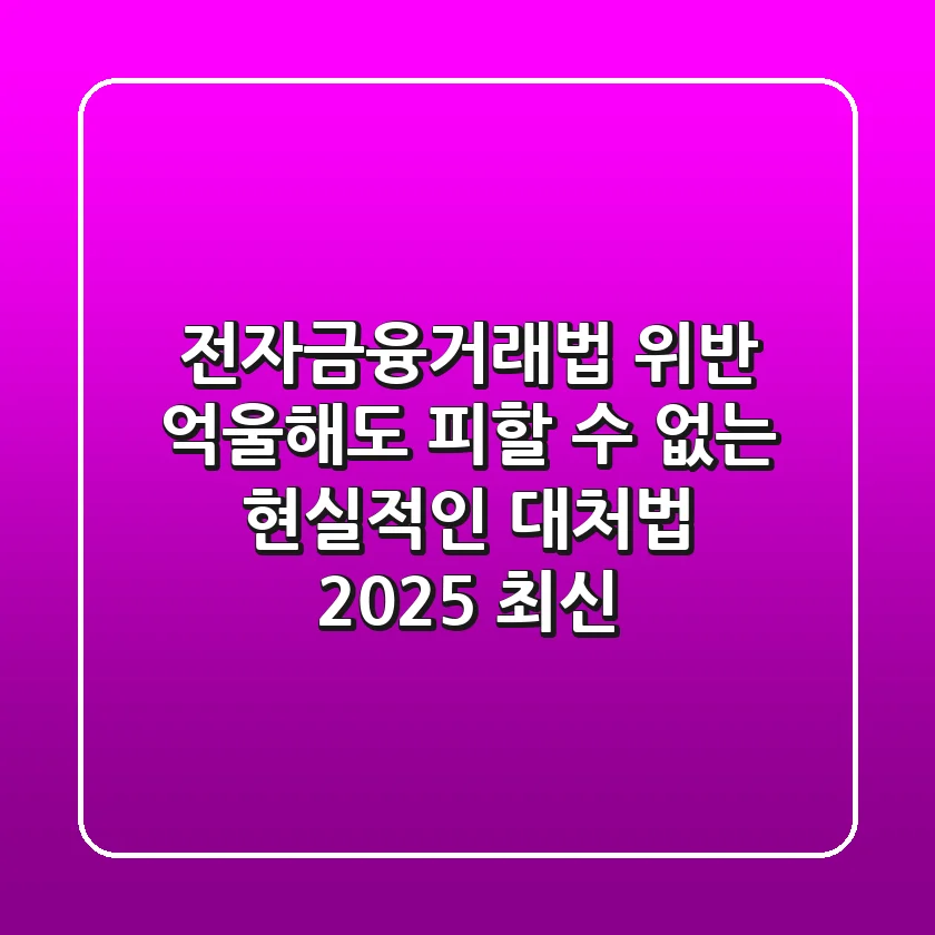 전자금융거래법 위반, 억울해도 피할 수 없는 현실적인 대처법 (2025 최신)