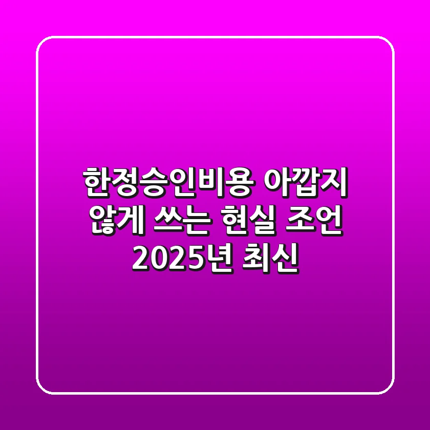 한정승인비용, 아깝지 않게 쓰는 현실 조언 (2025년 최신)