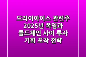 드라이아이스 관련주 2025년, 폭염과 콜드체인 사이 투자 기회 포착 전략