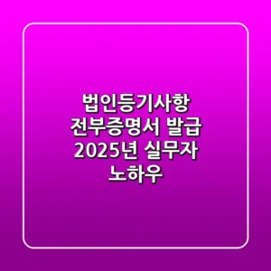법인등기사항 전부증명서 발급, 2025년 실무자 노하우