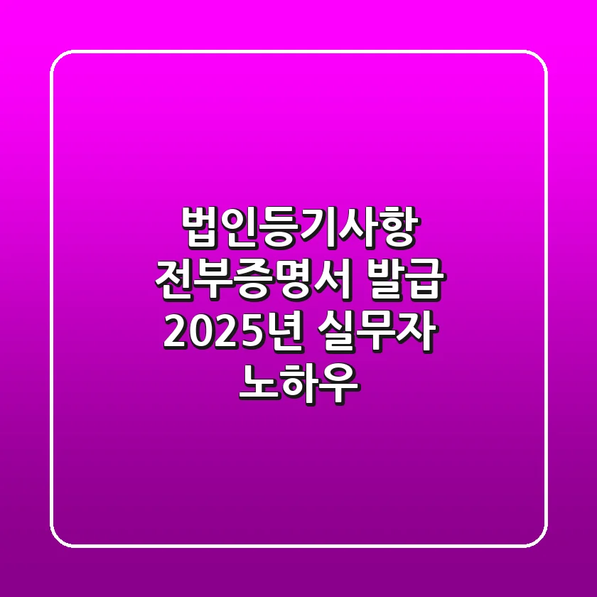 법인등기사항 전부증명서 발급, 2025년 실무자 노하우