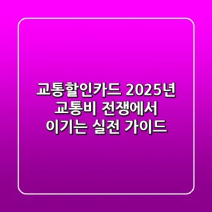 교통할인카드, 2025년 교통비 전쟁에서 이기는 실전 가이드!