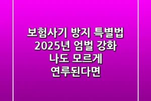 보험사기 방지 특별법, 2025년 엄벌 강화! 나도 모르게 연루된다면?