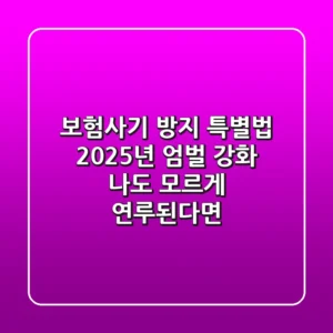 보험사기 방지 특별법, 2025년 엄벌 강화! 나도 모르게 연루된다면?