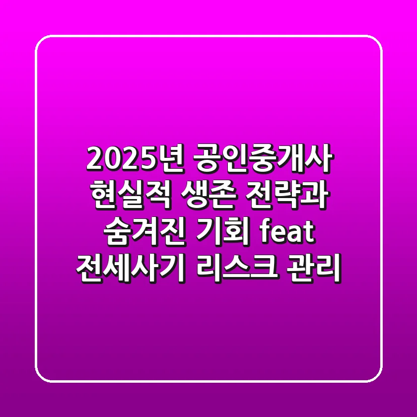 2025년 공인중개사, 현실적 생존 전략과 숨겨진 기회 (feat. 전세사기 리스크 관리)