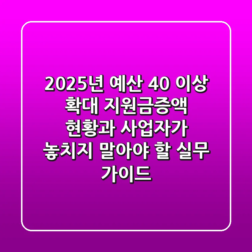 "2025년 예산 40% 이상 확대", 지원금증액 현황과 사업자가 놓치지 말아야 할 실무 가이드