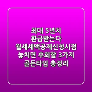 "최대 5년치 환급받는다", 월세세액공제신청시점 놓치면 후회할 3가지 골든타임 총정리