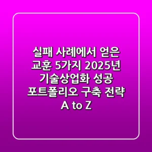 "실패 사례에서 얻은 교훈 5가지", 2025년 기술상업화 성공 포트폴리오 구축 전략 A to Z