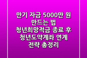 “만기 자금 5,000만 원 만드는 법”, 청년희망적금 종료 후 청년도약계좌 연계 전략 총정리