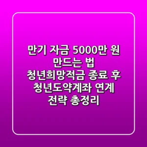 "만기 자금 5,000만 원 만드는 법", 청년희망적금 종료 후 청년도약계좌 연계 전략 총정리