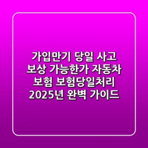 "가입·만기 당일 사고, 보상 가능한가?" 자동차 보험 '보험당일처리' 2025년 완벽 가이드