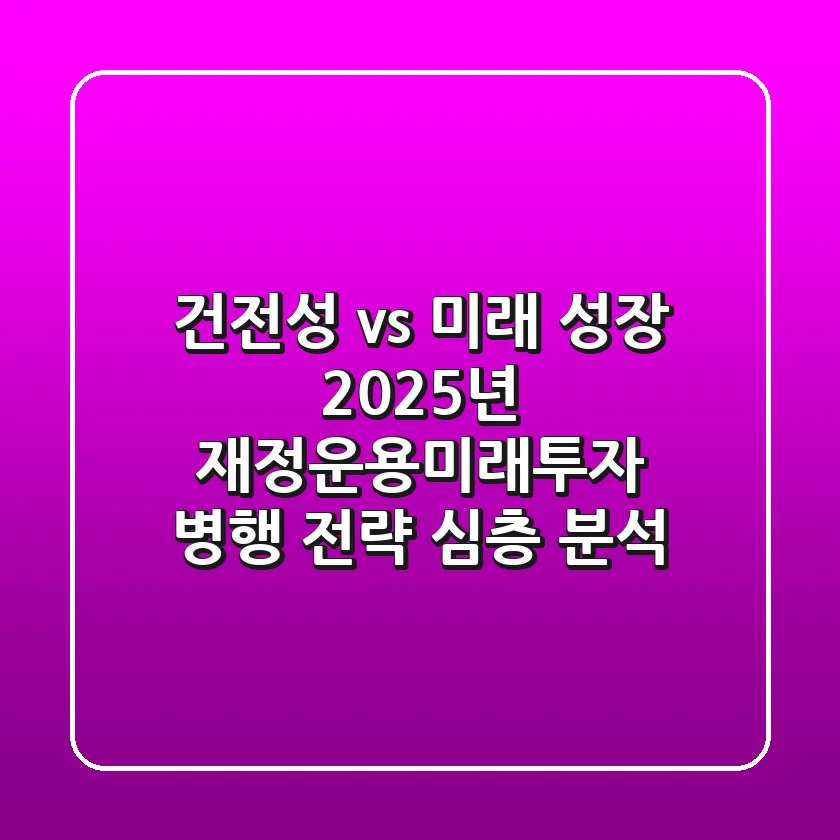 "건전성 vs 미래 성장", 2025년 재정운용미래투자 병행 전략 심층 분석