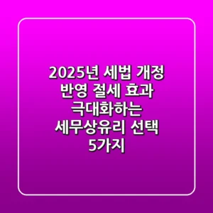 "2025년 세법 개정 반영", 절세 효과 극대화하는 '세무상유리' 선택 5가지