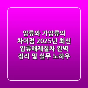 "압류와 가압류의 차이점?", 2025년 최신 압류해제절차 완벽 정리 및 실무 노하우