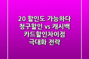 “20% 할인도 가능하다”, 청구할인 vs 캐시백, 카드할인차이점 극대화 전략