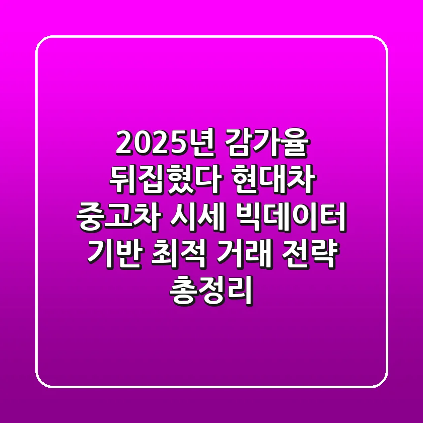 "2025년 감가율 뒤집혔다", 현대차 중고차 시세 빅데이터 기반 최적 거래 전략 총정리