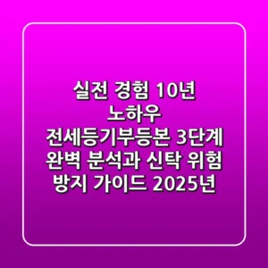 "실전 경험 10년 노하우", 전세등기부등본 3단계 완벽 분석과 신탁 위험 방지 가이드 (2025년)