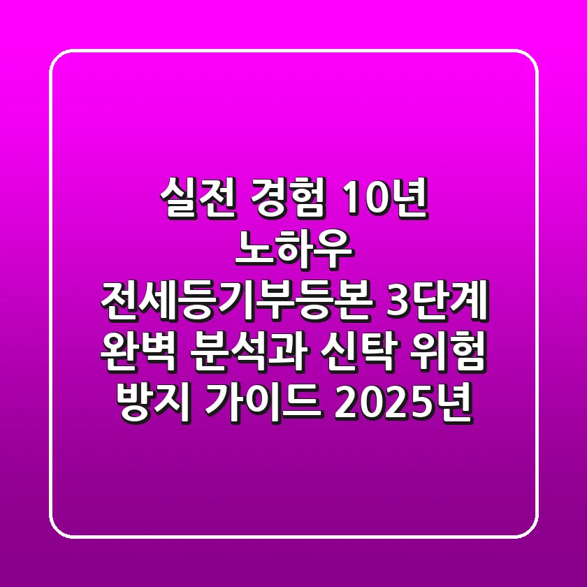 "실전 경험 10년 노하우", 전세등기부등본 3단계 완벽 분석과 신탁 위험 방지 가이드 (2025년)