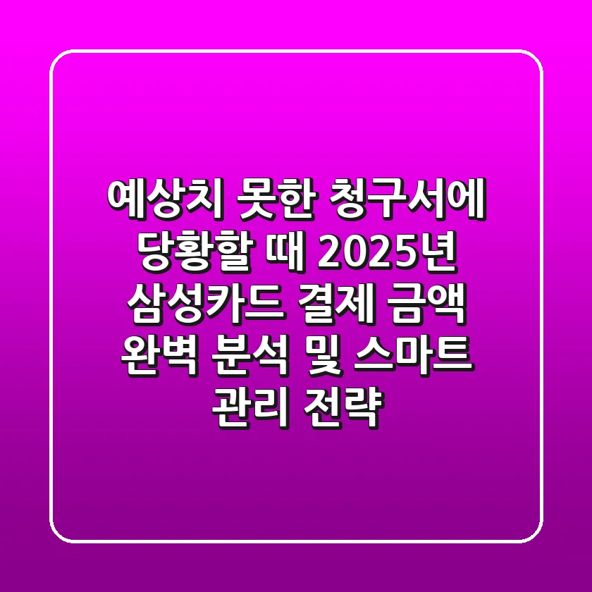 "예상치 못한 청구서에 당황할 때", 2025년 삼성카드 결제 금액 완벽 분석 및 스마트 관리 전략