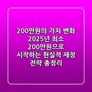 "200만원의 가치 변화", 2025년 최소 200만원으로 시작하는 현실적 재정 전략 총정리