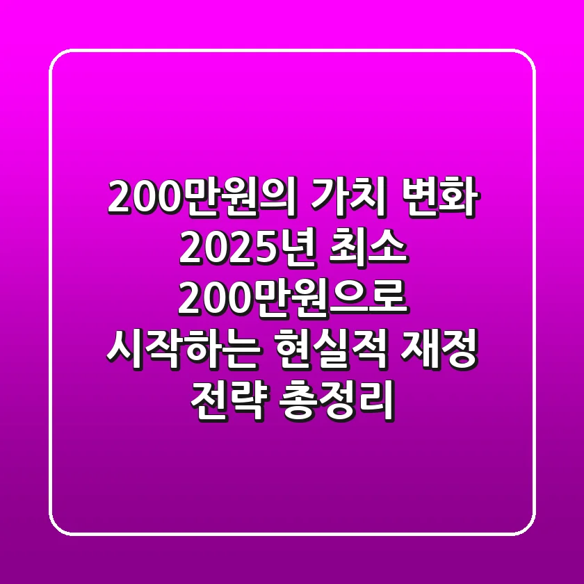 "200만원의 가치 변화", 2025년 최소 200만원으로 시작하는 현실적 재정 전략 총정리