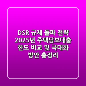 "DSR 규제 돌파 전략", 2025년 주택담보대출 한도 비교 및 극대화 방안 총정리